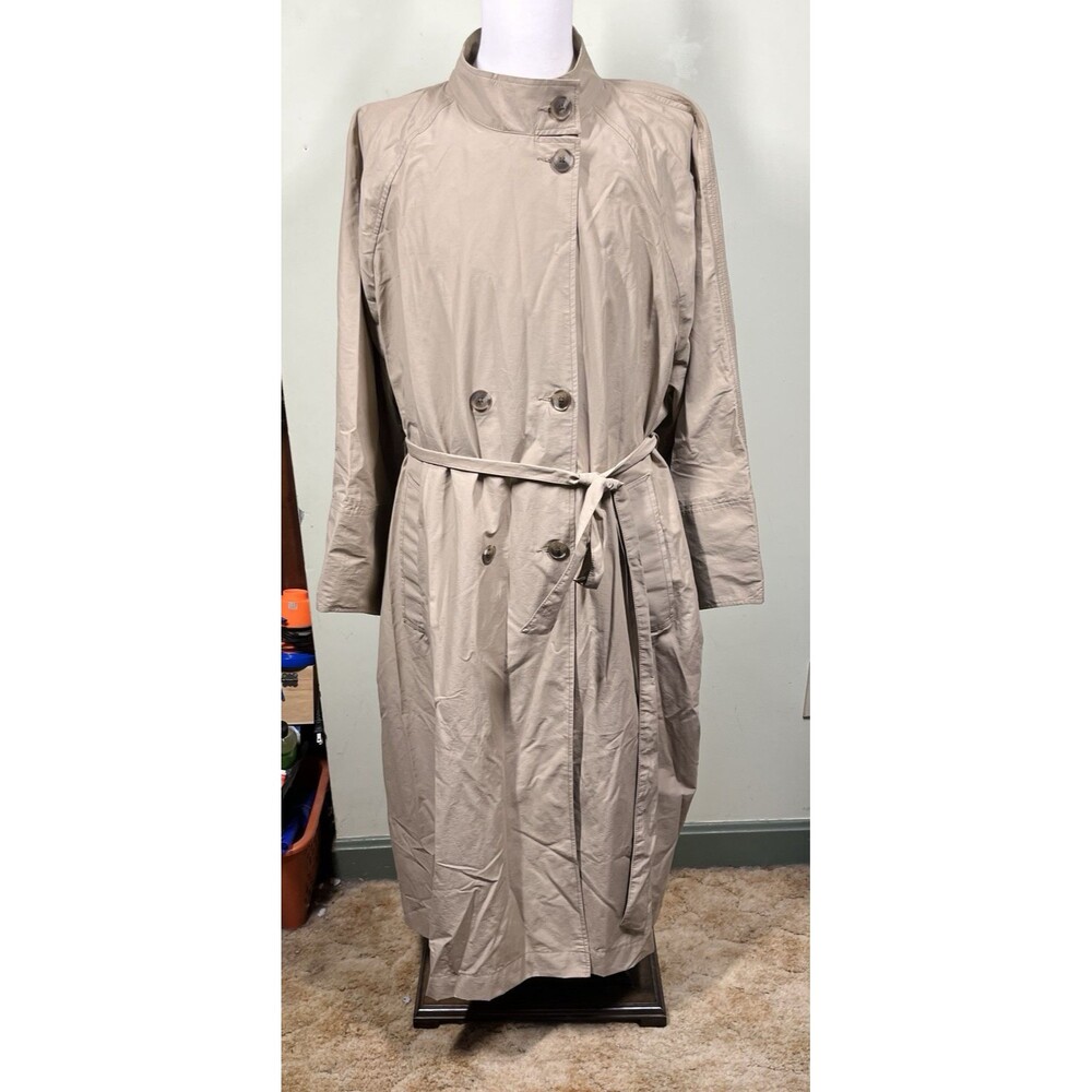 Old Navy Womens Plus Sz 3x Trench Coat Khaki Button Up Traditional Belted Jacket